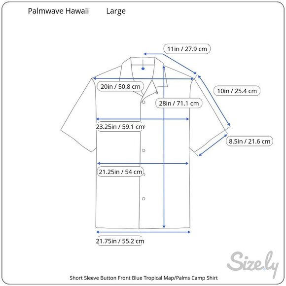 Palmwave Hawaii Mens Hawaiian Shirt Blue Tropical Print Size L - Picture 5 of 5